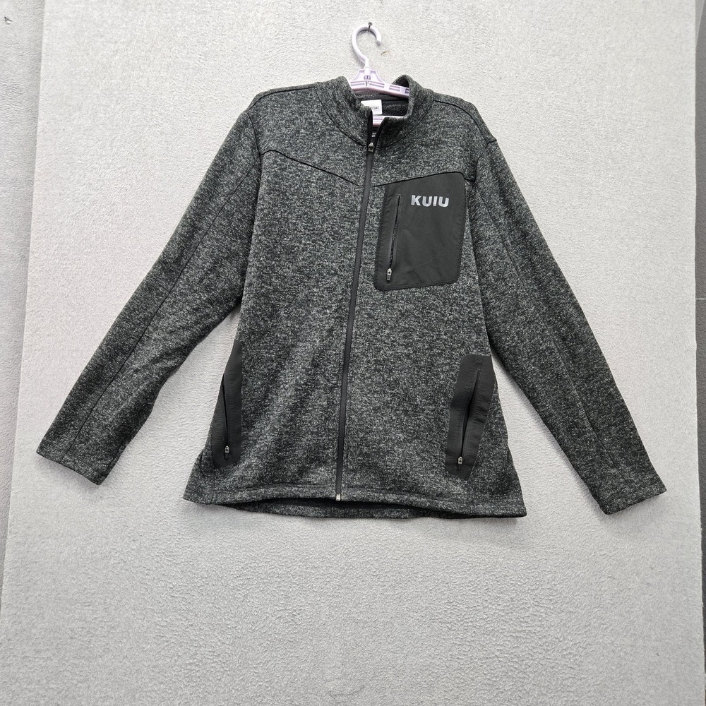 KUIU Men Sweater 2XL Gray Base Camp High Loft Fleece Full Zip Logo Mock Neck